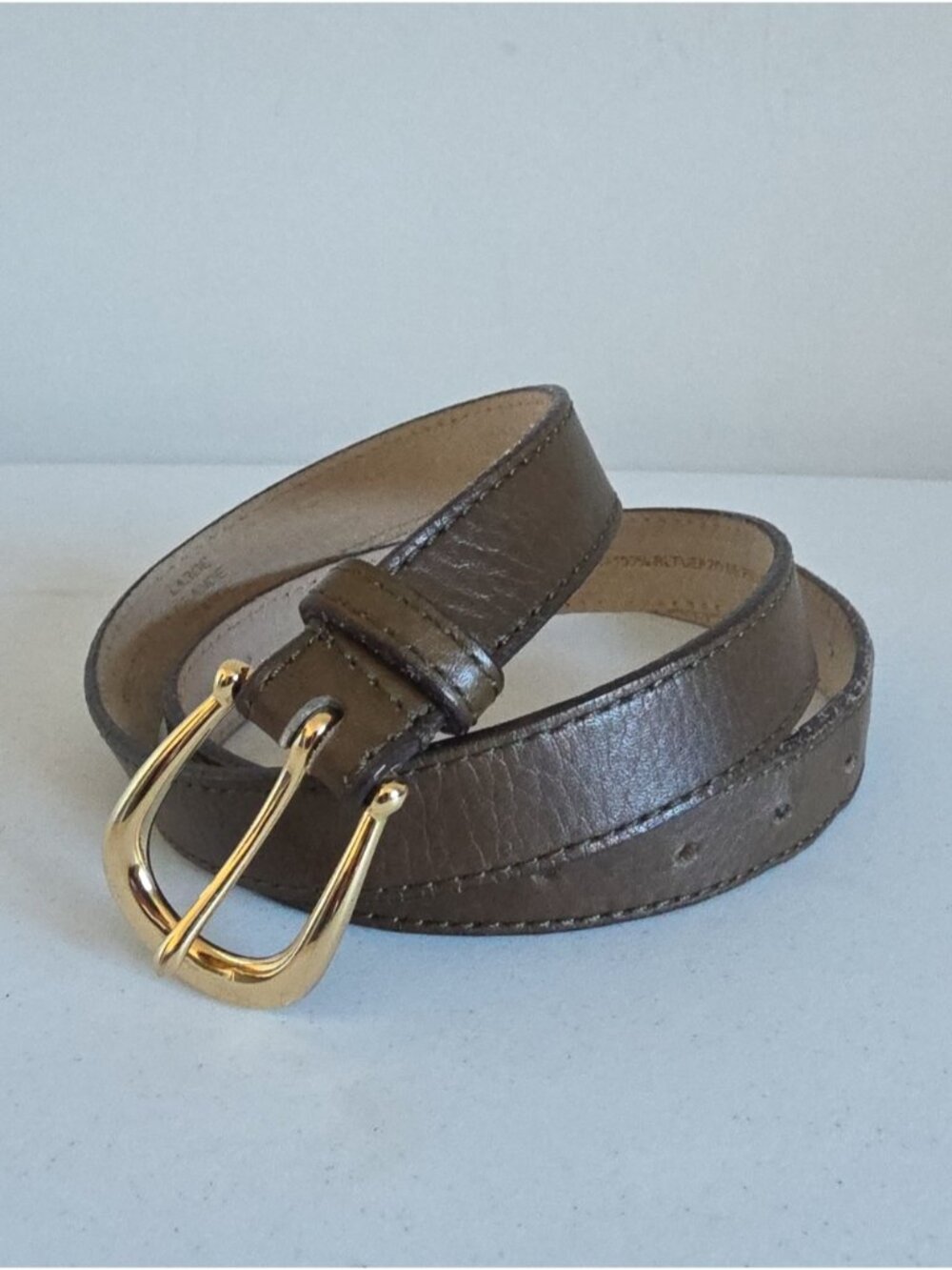 LIZ CLAIBORNE | Leather Belt Slim Brown Gold Tone Buckle Sz L